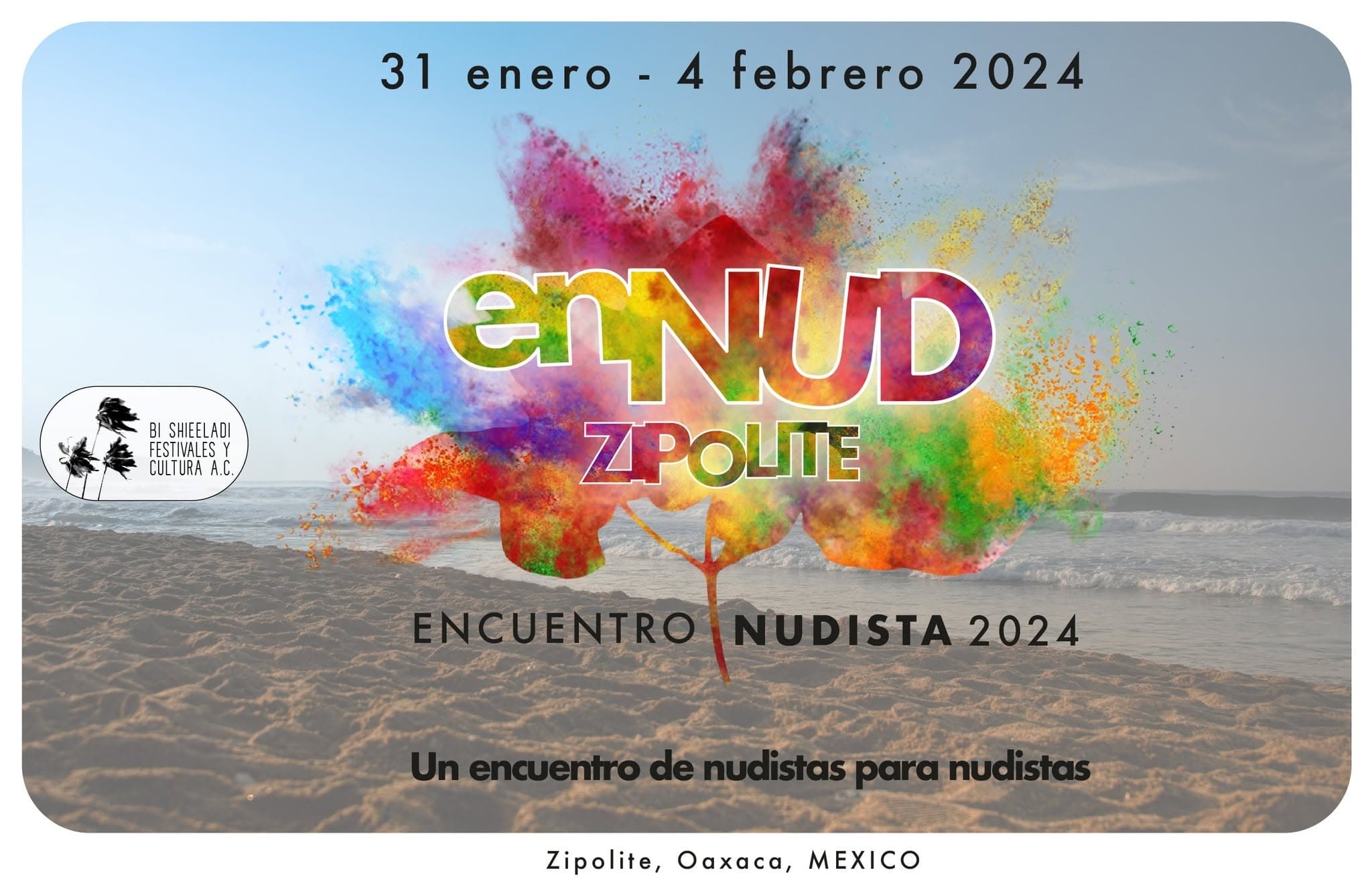 Poster Encuentro Nudista Zipolite 2024