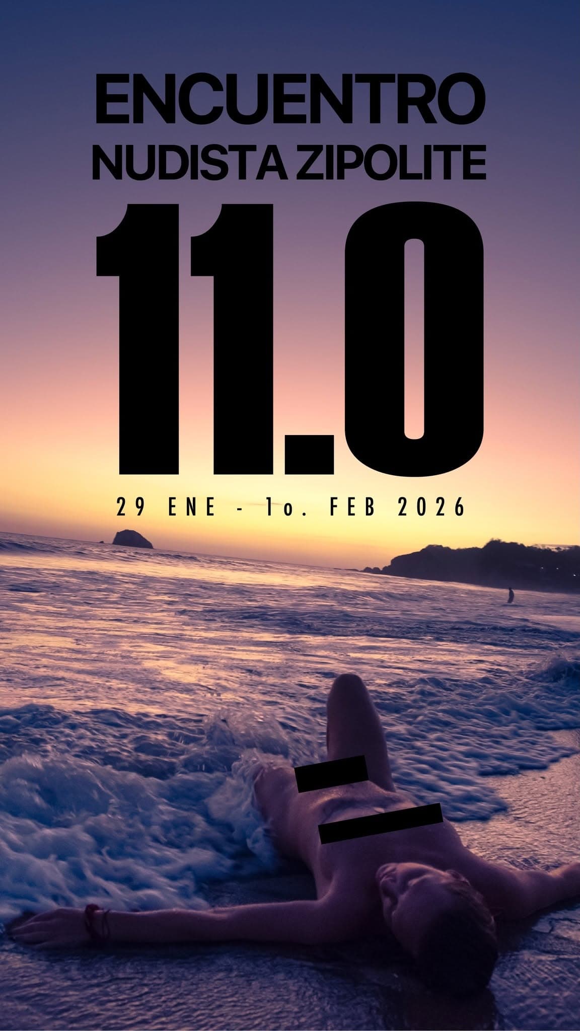 Poster Encuentro Nudista Zipolite 2026